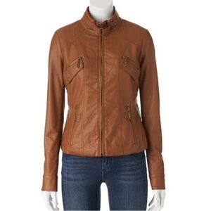 Jou Jou Euro Style Vegan Leather Jacket Jr sz L